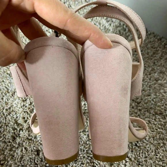 JustFab Perenna Heeled Sandal Pink Suede Chunky Heel size 9 - Picture 7 of 14